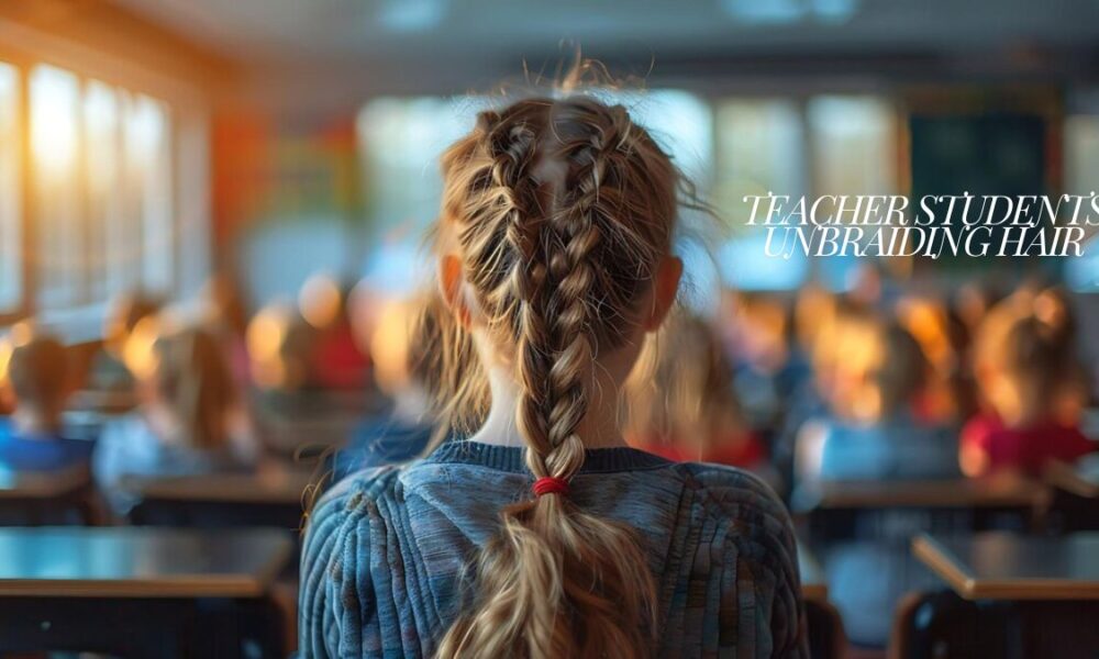 teacher students unbraiding hair