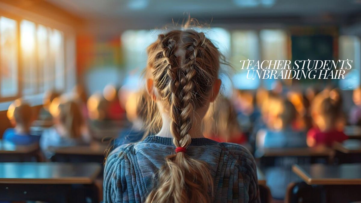 teacher students unbraiding hair